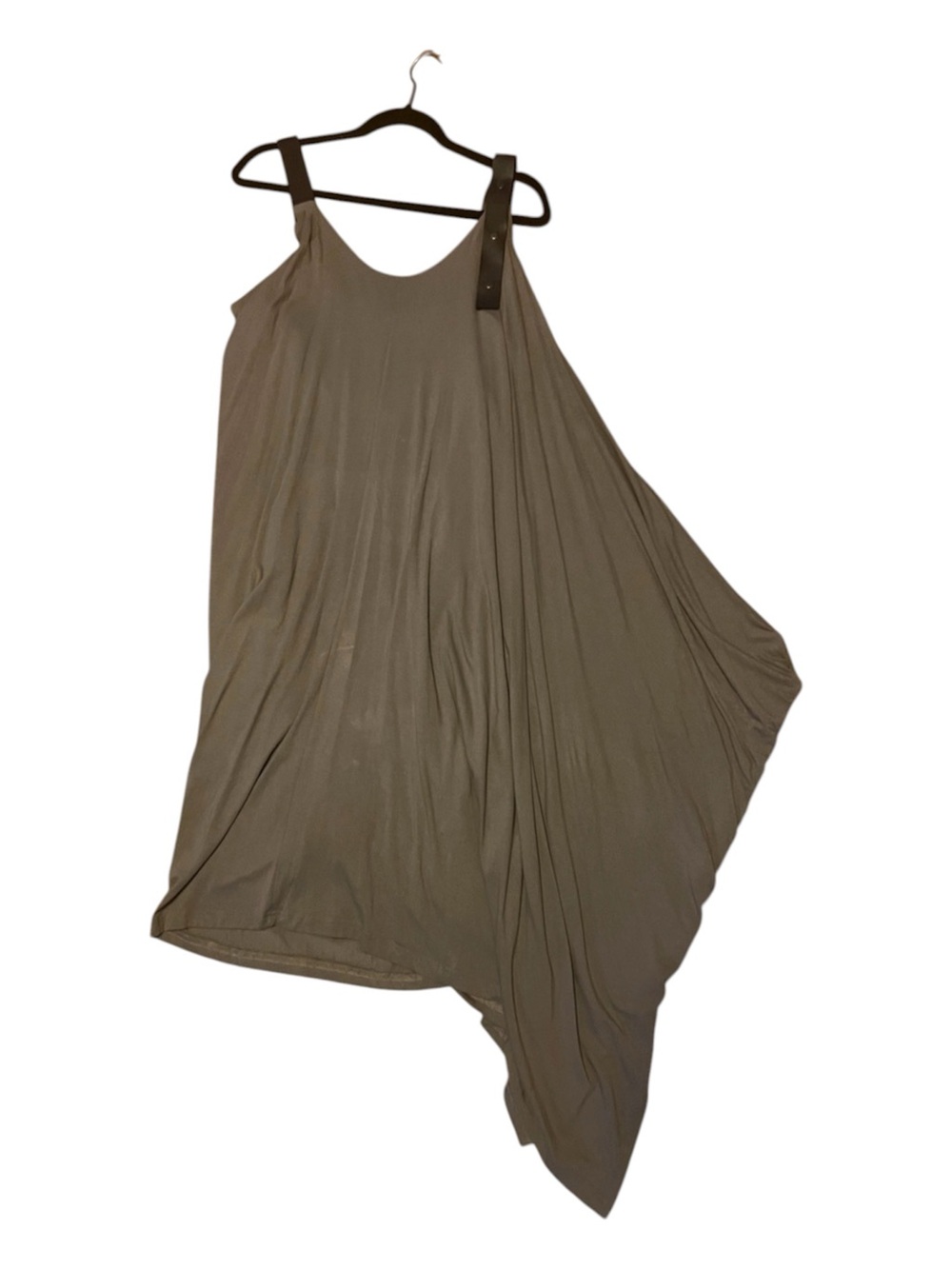 MEDI Brown Asymmetrical Women’s Dress Faux Leather Shoulder Straps Size 2 EUC - Picture 4 of 10